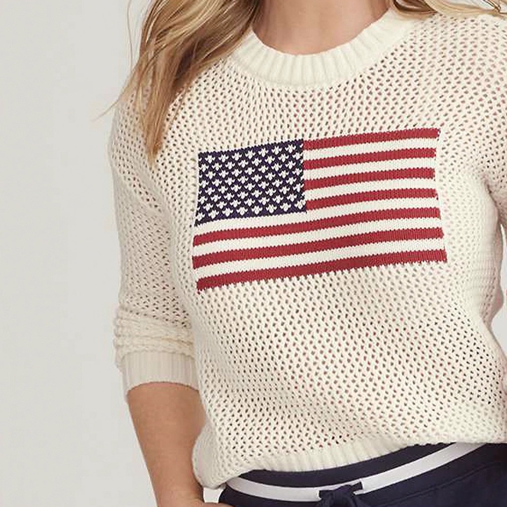 American Flag Open Knit Sweater